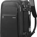 Vacuum Backpack Travel with Pump - 60L Expandable Airback Backpack w/Detachable Wheels, Vacuum Seal Compression Easyvacpack for Traveler Graduate, Water Resistant Carry-On Luggage, TSA Lock - Black