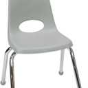 FDP 14" School Stack Chair,Stacking Student Seat with Chromed Steel Legs and Ball Glides For In-Home Learning or Classroom - Light Gray (1 pc), 10363-LG