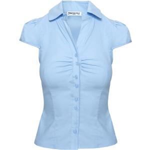 Princess Polly Arianwyn Short Sleeve Shirt (Blue, S)