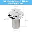 Marine Deck Filler 1-1/2" Keyless Fuel Cap - Stainless Steel Boat Gas Cap with Safety Lock & Anti-Loss Chain for Yachts, Sailboats (38mm)