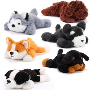 6 Pcs 8 Inch Stuffed Animal Plush Dog Puppy Soft Plush Pillow Toy Fluffy Puppy Set for Kids Girls Dog Theme Party Favor Birthday Baby Room Home Decor(Classic Color,Lovely)