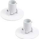 Geesatis 2Pcs Shower Curtain Rod Bracket,Stainless steel Shower Curtain Rod Single Swivel Flange,Adjustable Heavy Duty Shower Rods,White