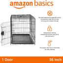 Amazon Basics Portable Metal Wire Dog Crate with Removable Tray, Single Door with Divider Panel, Foldable, Collapsible, Easy to Assemble & Clean, 36" x 23" x 25", Black