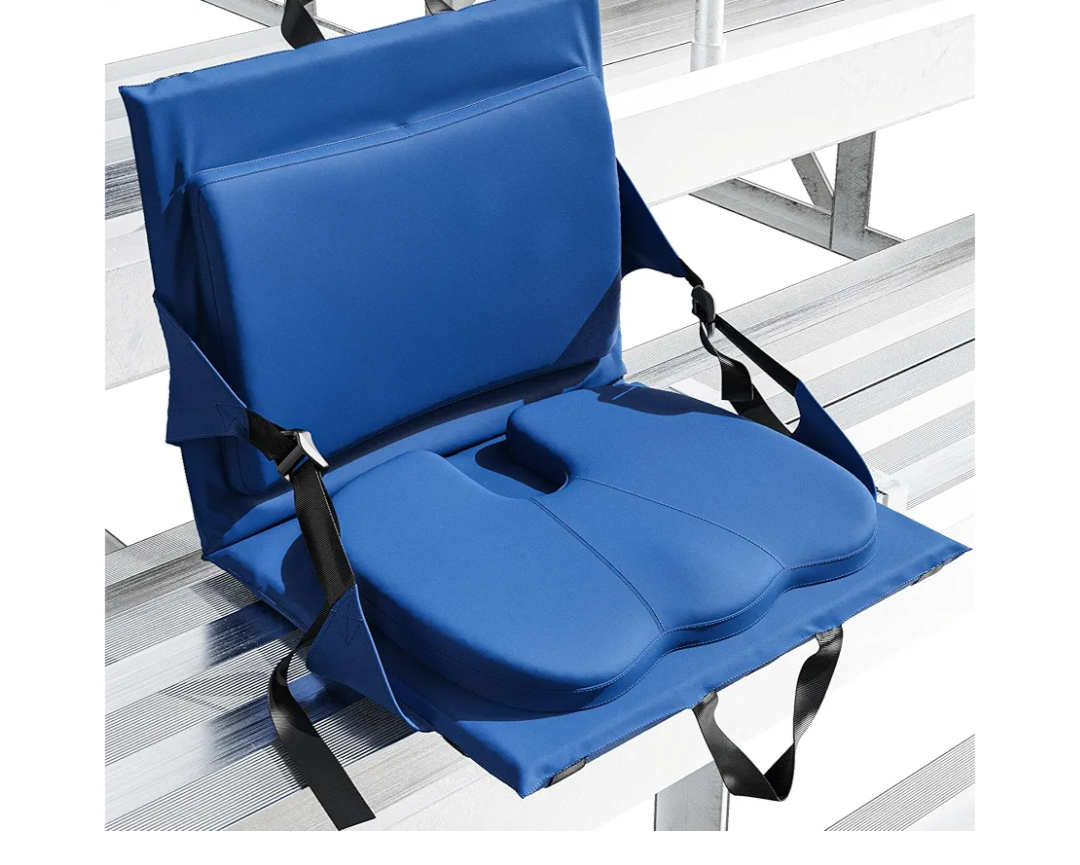 Everlasting Comfort Stadium Seats with Back Support - Adjustable Memory Foam Bleacher Chairs with Back and Cushion, Portable, Easy Folding Stadium Seat Cushion with Storage Pocket