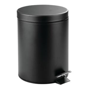 mDesign Pedal Bin  Metal Waste Bin with Pedal, Lid and Plastic Bucket Insert  Perfect for Bathroom, Kitchen, and Office  5 Litre Household Rubbish Bin with Ergonomic Design  Black