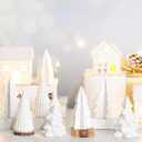 Nuenen 8 Pcs Ceramic Christmas Tree Porcelain Christmas Tree Winter Christmas Trees Mini Stoneware Trees for Mantle Vintage Table Shelf Living Room Bedroom Cabinets Office Desktop(Classic) (White)