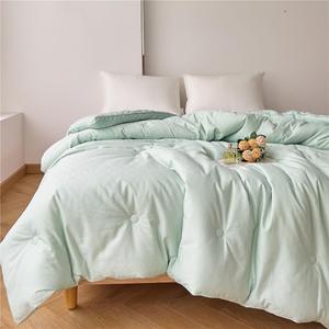 2 in 1 Thick Quilt Warm Winter Comforter 100% Cotton Jacquard Fabric with Soybean Fiber Filling Quilt Fashion Stripes Pattern (Weight 7.9-14.3 Pound) (Green, King)