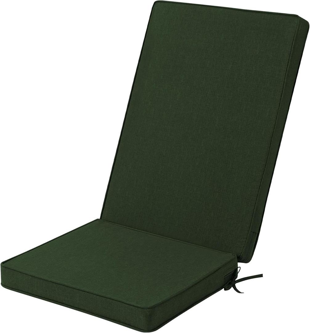 Adirondack Chair Cushion - Removable Cover, Water-Repellent & Fade-Resistant Faux Linen, Securing Straps, Non-Slip Bottom, Fit for Most Outdoor Adirondack & Rocking Chairs - Olive Green
