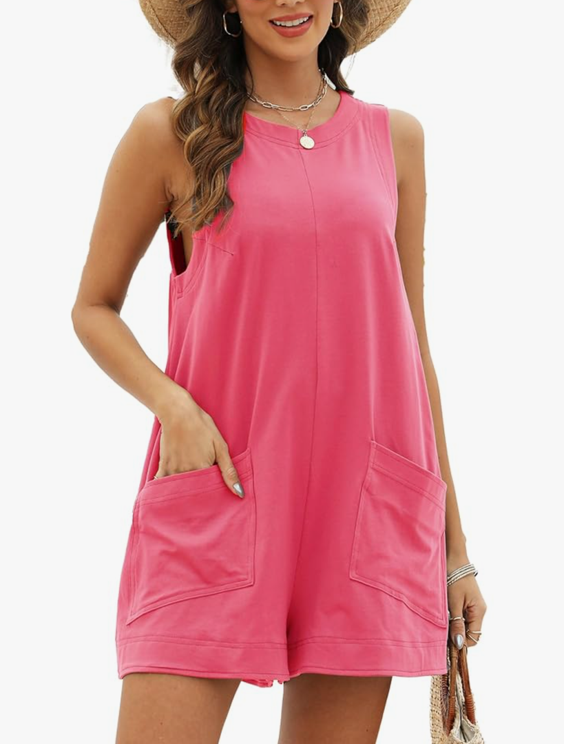 Womens Casual Rompers Overalls Shorts Summer Sleeveless Jumpsuits for Women Casual Shorts with Pocket Medium