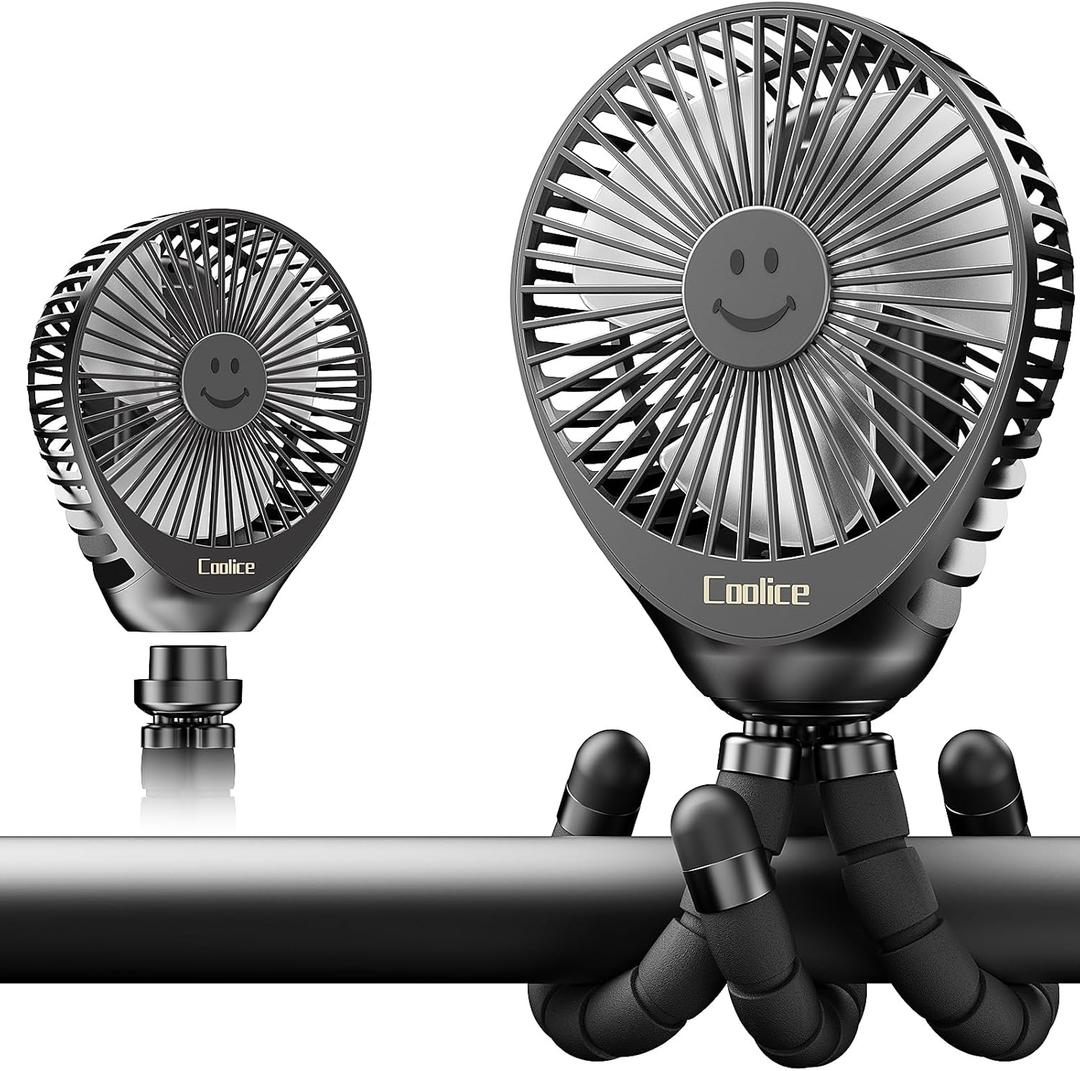 Stroller Fan Clip on for Baby, 30Hrs Removable Fan for Strollers and Car Seat, 3 Speeds Baby Stroller Fans, Rechargeable Portable Fans for Strollers with Flexible Tripod for Camping, Hiking and Beach (Black)