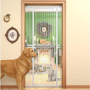 74.8" Extra Tall Pet Gate for Cat, 29.5"-36" Extra Wide Cat Gate with 8 Pressure Bolts, NO Drilling Pressure Mounted Tall Dog Gate Indoor, (White)