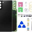 Phoupair OEM Back Glass Replacement for Samsung Galaxy S21+ Plus 5G with Professional Repairing Tool Kit (Phantom Black)