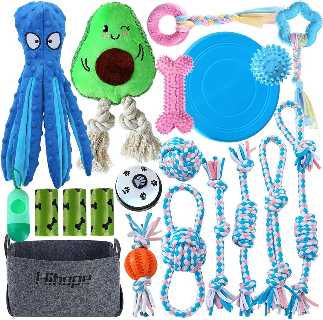 Pack of 20 Puppy Toys for Aggressive Chewers Dog Rope Toys Cotton Chew Toys for Teething All Breeds Puppy Essentials Dog Toys Anxiety Relief Bundle