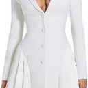 BELLA BARNETT V-Neck Blazer Dress Mini Business Dress Long Sleeve Dress Sexy Outfit for Women S