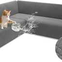 YUEVELLA Waterproof L Shaped Couch Cover for Sectional Sofa Velvet Quilted Corner Sofa Cover L Shape Furniture Protector Slipcover Set with Non Slip Straps for Pets Dogs Kids (X-Large, Dark Grey)