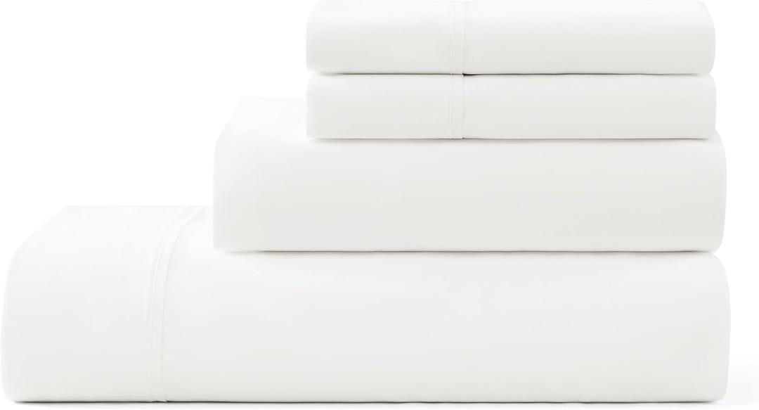UGG Hedi King Sheet Set 4-Piece Luxury Cooling Sheets Deep Pockets Premium Bedding with 2 Pillow Shams Hypoallergenic Machine Washable Soft Lightweight Bed Set for Bedroom, King, White