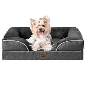 EHEYCIGA Orthopedic Dog Bed for Small Dogs, Waterproof Memory Foam Small Pet Beds with Sides, Non-Slip Bottom and Egg-Crate Foam Medium Dog Couch Bed with Washable Removable Cover, Dark Grey 24.0"l X 18.0"w X 6.0"th