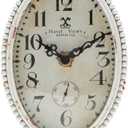 NIKKY HOME Vintage Table Clock, Battery Operated Rustic Distressed Style, Shabby Chic Home Dcor for Fireplace Mantel, Shelf, Desktop, Countertop - White