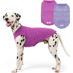 KYEESE 2 Pack Dog Shirts Quick Dry Soft Stretchy Pet T-Shirts with Reflective Label Tank Top Sun Protection Sleeveless Vest Dog Clothes for Medium Large Dogs, XX-Large, Purple+Pink