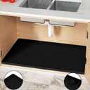 Under Sink Mat for Kitchen Silicone Waterproof Under Sink Liner, Flexible Sink Cabinet Organizer Tray with Drain Hole, Hold up to 3.3 Gallons Liquid, Easy to Clean (Black, 28X19)