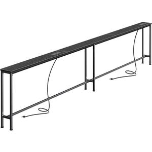 SUPERJARE 110.2 Inch Sofa Table with 2 Power Outlets and USB-C Port, 5.9 Inch Narrow Console Table with Storage, Extra-Long, for Entryway Hallway Couch Behind Sofa, Small Spaces, Black