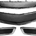 Impala Grille Front Upper & Lower Grille With Fog Light Cover Set Compatible With 2014 2015 2016 2017 2018 2019 2020 Chevy Impala LT LS