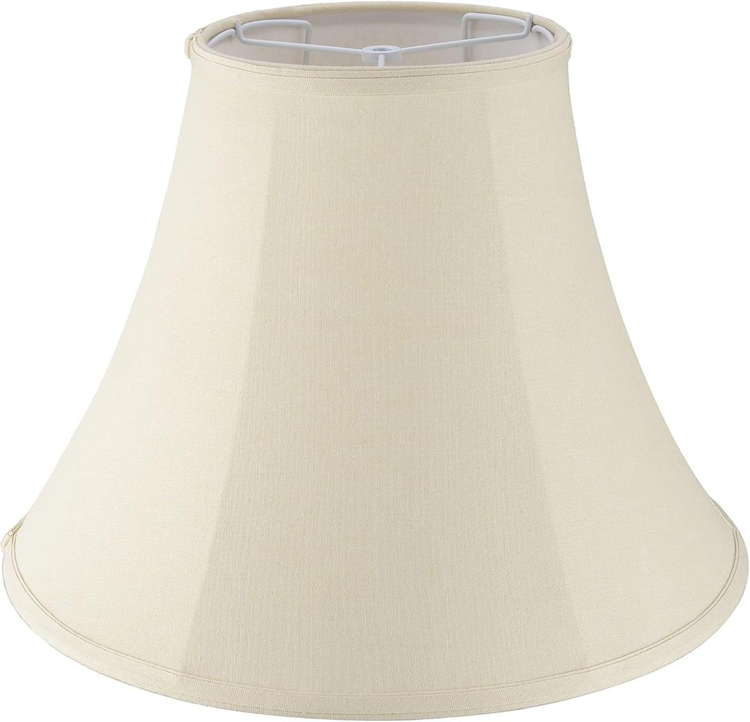 Aspen Creative 38004, Handsewn Bell Natural KD Spider Shade, 8" Top x 17" Bottom x 13" Slant , White