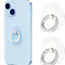 VOVIGGOL Transparent Phone Ring Holder Stand 2 Pcs, 360 Rotation Cell Phone Ring Holder Mobile Finger Kickstand Hand Phone Grip for iPhone, Clear Phone Ring for Phone Case (Round)