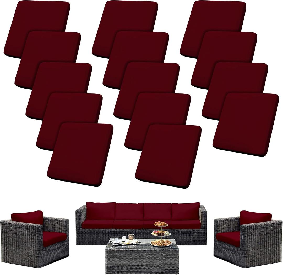 Outdoor Cushion Covers Set,14PCS Patio Furniture Couch Seat Slipcovers, Replacement for Sofa Sectional Chair(CoverOnly)