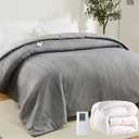 GarveeHome Queen Heated Comforter Electric Blanket, 90"*90" Waffle Weave Heating Blanket with Wireless LCD Controller, 6 Heat Levels & 2-10H Time Settings, UL Certified, Grey