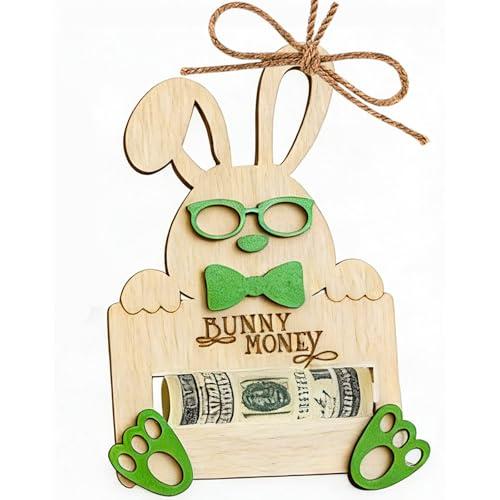 Easter Bunny Money Holder for Cash Gift,Cards Holder Basket Tag,Stuffers for Toddler,Kids,Teens,Gifts for Baby Boy,Girl,Grandchildren,Easter Basket Decorations(Green)
