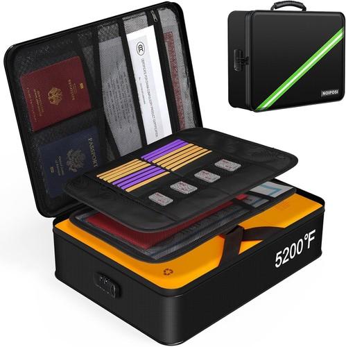 Noiposi Document Organizer, 5200° Heat Insulated Fireproof, Waterproof with Lock