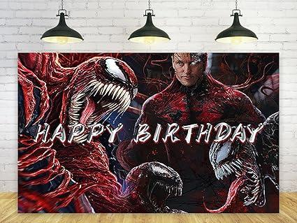 Backdrop for Happy Birthday Party Decorations Venom Background for Baby Shower Party Cake Table Decorations Supplies Superhero Theme Banner 5x3ft
