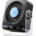 KIMMOO USB Desk Fan for Bedroom, 199 Speeds Turbo Airflow, Portable Fan with Ice Cooling, Digital Display Quiet Table Fan, 270° Rotating Small Rechargeable Battery Desktop Fans for Home Office (Black)