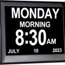 Day Date Time Clock for Seniors Elderly 3 Medication Reminders+ 5 Custom Reminders Digital Calendar Dementia Impaired Vision Memory Loss Clock(Black,8-inch) (Black)