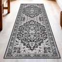 Washable Runner Rug 2.5x8 | Non Slip Rug Runners for Hallways, Entryways, Kitchens, Bathrooms, Bedrooms | Ultra-Soft Flannel Carpet Runners with Rubber Backing (Charcoal, 2.5x8)