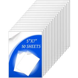 50 Pack 5 x 7 Inch Clear Acrylic Sheets Blank 1 mm Thick Acrylic Panel for Picture Frame Glass Replacement, Art Crafts Projects, Painting, Wedding Festival Party Office Clear