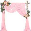 Wedding Arch Draping Fabric,8 Panels 28"x20ft Pink Wedding Arch Drapes for Ceremony Chiffon Fabric Drapes Arbor Drapery Wedding Arch Decorations for Reception Sheer Backdrop Curtains for Party Swag