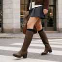 DREAM PAIRS Womens Knee High Round Toe Platform Boots (Brown, S) Size: 6.5