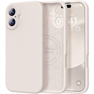 Vooii Magnetic for iPhone 17 Case, Compatible with Magsafe (Premium Liquid Silicone) (Integrated Camera Control Button) Full Body Protective Anti-Scratch Microfiber Lining 6.3", Stone