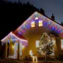 304 LED Solar Christmas Lights, Multicolored Outdoor Icicle Lights, 8 Modes Waterproof Solar Powered String Lights for Xmas Tree Patio Yard Garden Wedding Party House Eaves Roof Decorations