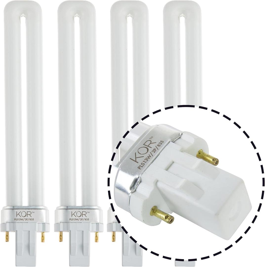 (Pack of 4) 13-Watt Single Tube 2 Pin GX23 (see photos) Base - 3500K Neutral White 35K CFL Light Bulb - Replacement for Sylvania 20335/21137 CF13DS/835- Philips 146845 PL-S 13W/835 GE 97569F13BX/835