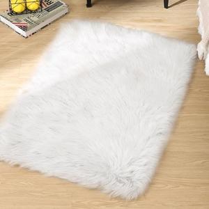 ORINOVA White Faux Sheepskin Shag Fur Rug Washable Area Rugs for Living Room Nursery Rugs for Bedroom 2x3 Rectange Rug Cute Home Décor