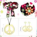 Haysandy Kids Hippie Costume Set 60s 70s Hippie Dress Peace Sign Party Accessories for Carnival Halloween Cosplay Party (Small, Cute Style)