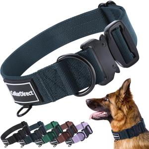 Heavy Duty Dog Collar for Large or Medium Dogs, Adjustable Strong Dog Collar for Active Dogs, Double-Layered Nylon (Dark Blue, 14-20)