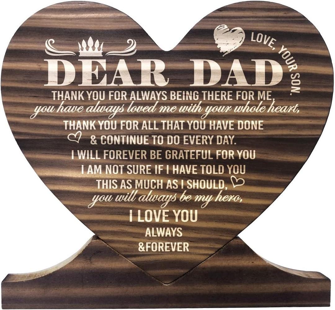 3 x Dear Dad Wood Plaque Sign, Thanks Dad Gifts, Gift Wood Plaque Heart, Unique Gift Idea for Dad, Heart Wood Sign, Dad Plaque, Meaningful Gifts for Dad, Birthday, Father's Day, Christmas