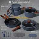 CAROTE 30pcs Titanium Cookware Set, Pots and Pans Set Detachable Handle, 30 Piece