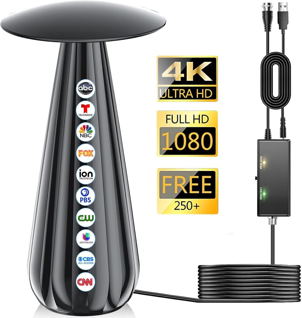 5000+ Miles Range TV Antenna Indoor, 2026 Digital Antenna for Smart TV, HDTV Antenna for Local Channels with Signal Amplifier, Supports 4k 8k 1080p All TVs -38ft Coax Cable