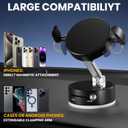 Upgraded 360 Vacuum Magnetic Phone Holder with Clamp,Vacuum Suction Magnetic Phone Mount with Clamp Foldable Cell Holder for Car/Gym/Mirror/Smooth Surface, Compatible with Magsafe iPhone (black 1pcs)