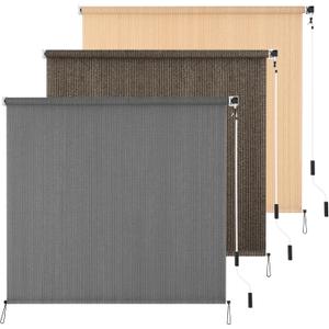 Outdoor Roller Shade 6' W x 6' L Cordless Patio Shades Roll Up Outdoors Blinds with UV Protection, Exterior Roller Shades Cloth for Porch Pergola, Dark Gray, 72"W x 72"H
